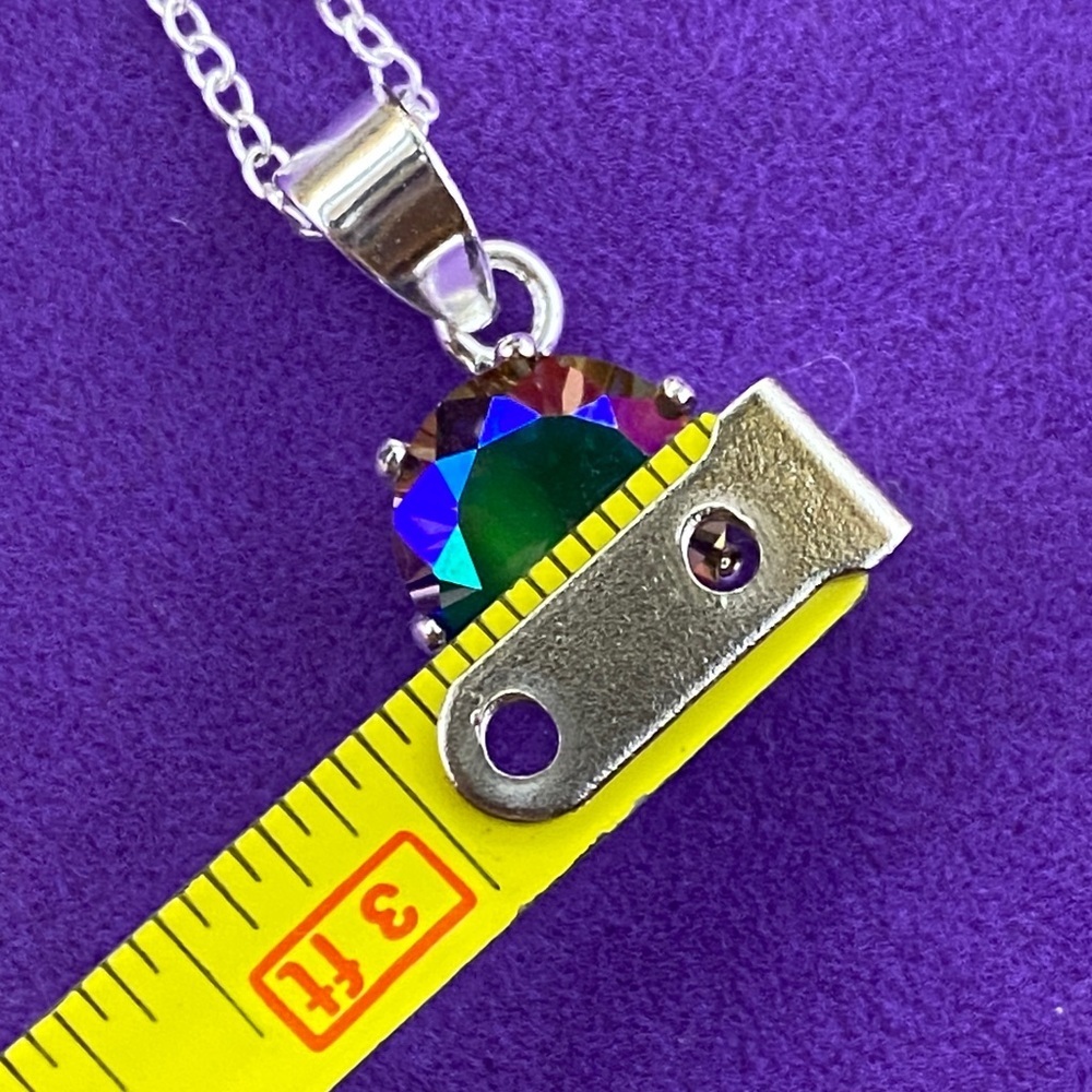 💛 Sterling Silver Mystic Topaz Necklace and Earring Set | Iridescent Color Shift - Picture 5 of 8